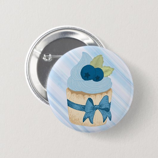 Cute Blueberry Cupcake Birthday Celebration Ronde Button 5,7 Cm (Voorkant /achterkant)