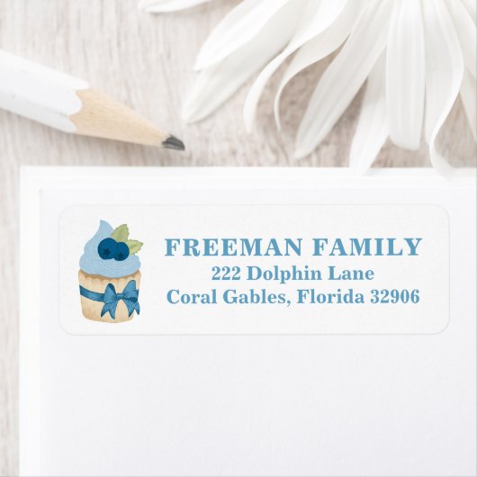 Cute Blueberry Cupcake Return Address Label (Insitu)