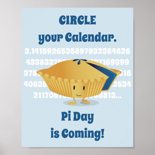 Cute Blueberry Pie Pi Day Poster (Voorkant)