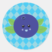 Cute Blueberry Ronde Sticker (Voorkant)