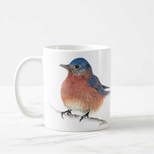 Cute Bluebird Waterverf Colored Pencil Art Koffiemok (Links)