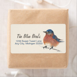 Cute Bluebird Waterverf Pencil Art Etiket