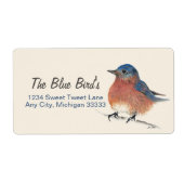 Cute Bluebird Waterverf Pencil Art Etiket (Voorkant)
