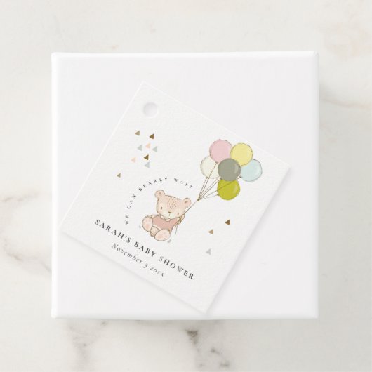 Cute Blush Barly Wait Beer Balloon Baby shower Bedankjes Labels (In situ)