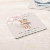 Cute Blush Barly Wait Beer Balloon Baby shower Kartonnen Onderzetters (Schuin)