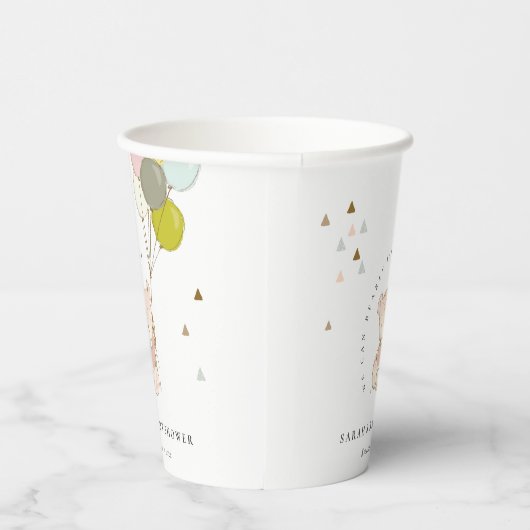 Cute Blush Barly Wait Beer Balloon Baby shower Papieren Bekers (Rechts)