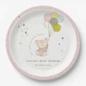 Cute Blush Barly Wait Beer Balloon Baby shower Papieren Bordje (Voorkant)