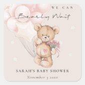 Cute Blush Barly Wait Beer Balloon Baby shower Vierkante Sticker (Voorkant)