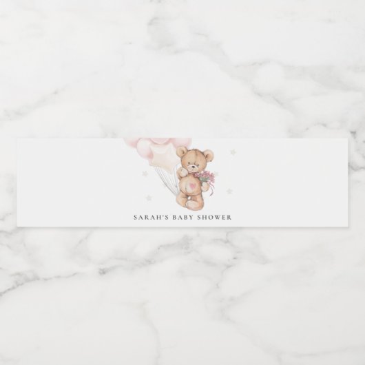 Cute Blush Barly Wait Beer Balloon Baby shower Waterfles Etiket (Enkel label)