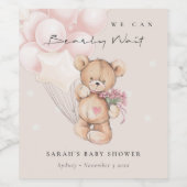 Cute Blush Barly Wait Beer Balloon Baby shower Wijn Etiket (Enkel label)