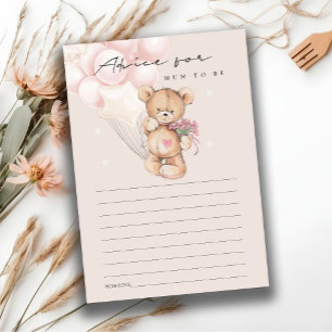 Cute Blush Beer Ballon Advice for Mum Baby shower Informatiekaartje