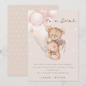 Cute Blush Beer ballon Baby koninklijke kaart (Voorkant / Achterkant)