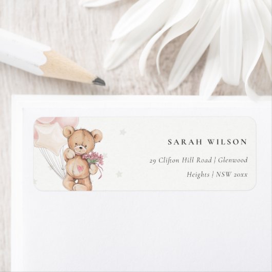 Cute Blush Beer ballon Floral Bunch Heart Adres Etiket (Insitu)