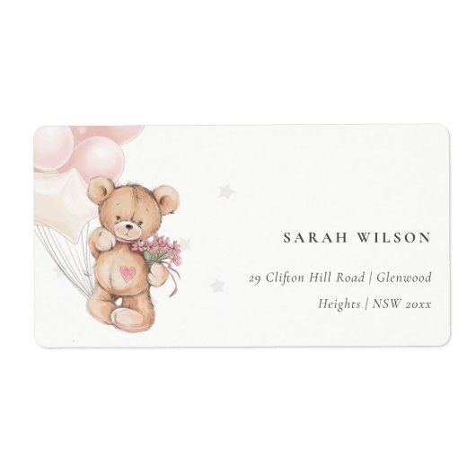 Cute Blush Beer ballon Floral Bunch Heart Etiket (Voorkant)