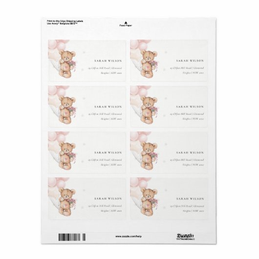 Cute Blush Beer ballon Floral Bunch Heart Etiket (Full Sheet)