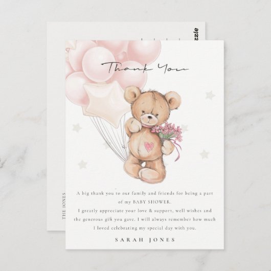 Cute Blush Beer Barly Wait Balloon Baby shower Briefkaart (Voorkant / Achterkant)