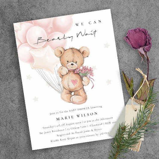 Cute Blush Beer Barly Wait Balloon Baby shower Briefkaart