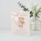 Cute Blush Beer Barly Wait Balloon Baby shower Briefkaart (Staand voorkant)