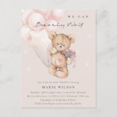 Cute Blush Beer Barly Wait Balloon Baby shower Briefkaart (Voorkant)