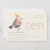 Cute Blush Birdie elke 10e verjaardag uitnodigen Bedankkaart (Voorkant)