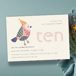 Cute Blush Birdie elke 10e verjaardag uitnodigen Bedankkaart