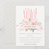 Cute Blush Bloemstuk Kaarsen Verjaardag Elke Leeft Bedankkaart (Voorkant / Achterkant)