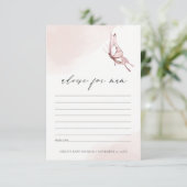 Cute Blush Butterfly Advisate for Mum Baby shower Informatiekaartje (Staand voorkant)