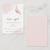 Cute Blush Butterfly Diaper Raffle Baby shower Informatiekaartje (Voorkant / Achterkant)