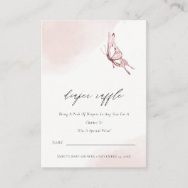 Cute Blush Butterfly Diaper Raffle Baby shower Informatiekaartje
