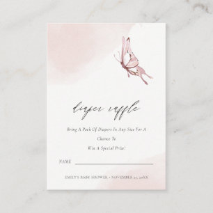 Cute Blush Butterfly Diaper Raffle Baby shower Informatiekaartje