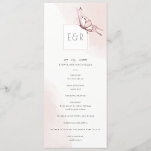 CUTE BLUSH BUTTERFLY WEDDING CEREMONY PROGRAMMA