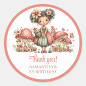 Cute Blush Fairy 4e Verjaardag Bedankt Stickers (Voorkant)