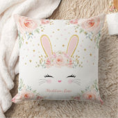 Cute Blush Floral Bunny Rabbit Baby Girl Nursery Kussen (Deken)