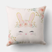 Cute Blush Floral Bunny Rabbit Baby Girl Nursery Kussen (Achterkant)