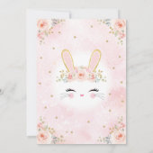 Cute Blush Floral Bunny Rabbit Birthday Party Kaart (Achterkant)