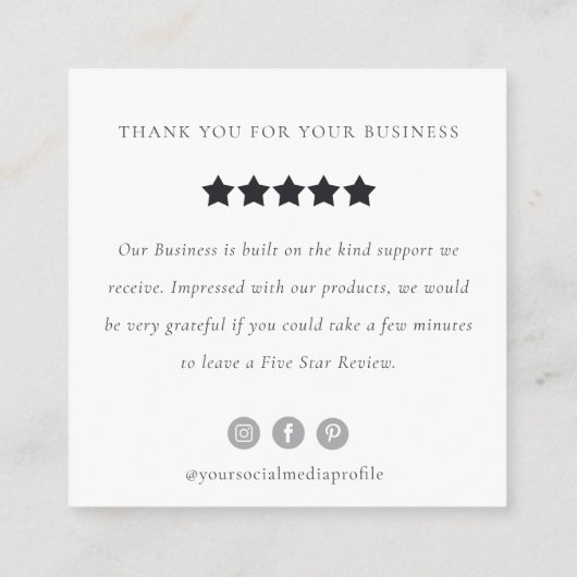 Cute Blush Floral Cake Mixer Bakery Review Request Vierkante Visitekaartje (Achterkant)