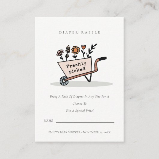Cute Blush Floral Cart Diaper Baby shower Informatiekaartje (Voorkant)
