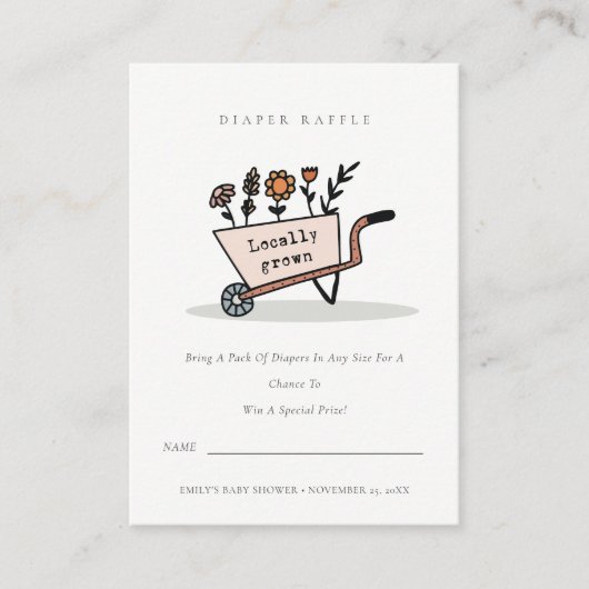 Cute Blush Floral Cart Diaper Baby shower Informatiekaartje (Voorkant)