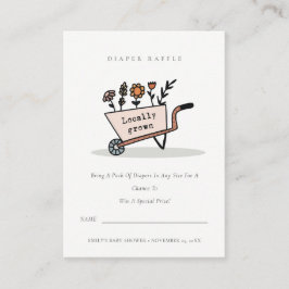Cute Blush Floral Cart Diaper Baby shower Informatiekaartje