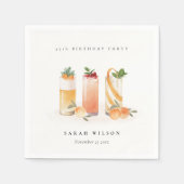 Cute Blush Fruitcocktail Sinaasappel Verjaardag El Servet (Voorkant)