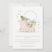 Cute Blush Gold Winter Sleigh Elke avond Bedankkaart (Voorkant)