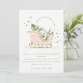 Cute Blush Gold Winter Sleigh Elke avond Bedankkaart (Staand voorkant)