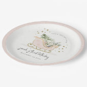 Cute Blush Gold Winter Sleigh Elke avond Papieren Bordje (Gekanteld)