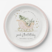 Cute Blush Gold Winter Sleigh Elke avond Papieren Bordje (Voorkant)