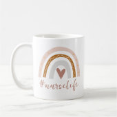 Cute blush grijze boho hart regenboogzuster leven koffiemok (Links)