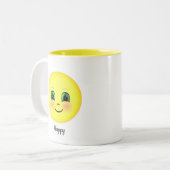 Cute blush happy face Two-Tone koffie mok (Voorkant links)