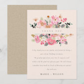 Cute Blush Lively Pink Waterverf Floral Wedding Bedankkaart (Voorkant / Achterkant)