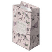 Cute Blush Pink and Green Insect Pattern Klein Cadeauzakje (Voorkant Gekanteld)
