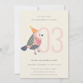 Cute Blush Pink Birdie elke leeftijd 3e verjaardag Bedankkaart (Voorkant)