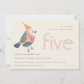 Cute Blush Pink Birdie elke leeftijd van 5 jaar Ui Bedankkaart (Voorkant)